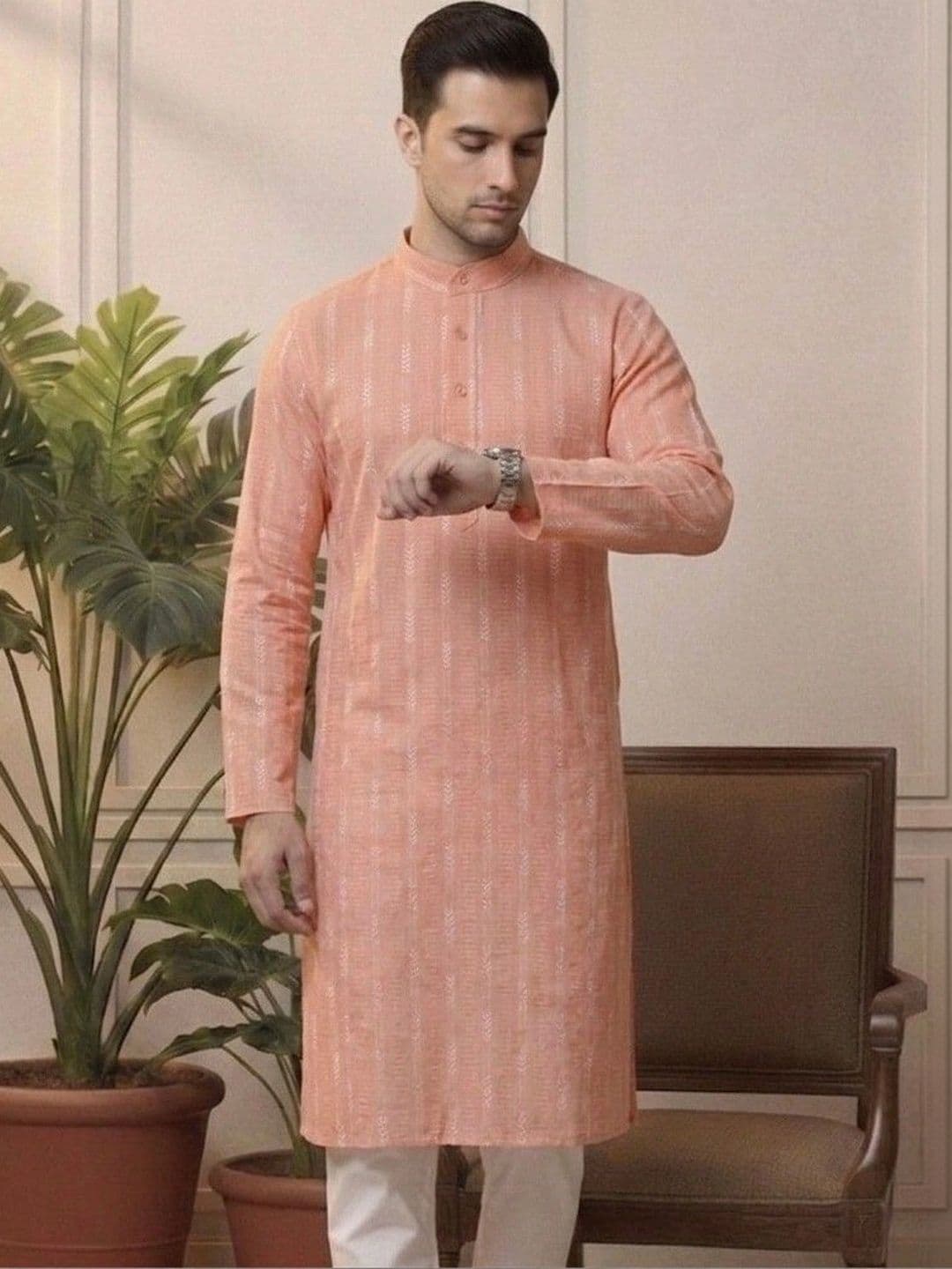 Sypher Boutique Men Dobby Handloom Kurta thumbnail 6