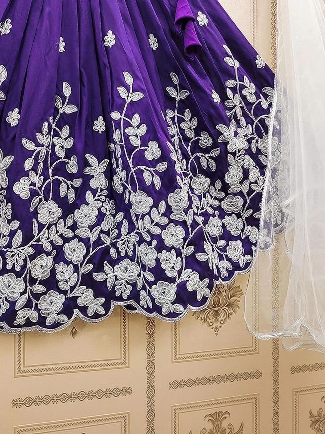 KALINI Girls Embroidered Thread Work Ready to Wear Lehenga & Blouse With Dupatta thumbnail 3