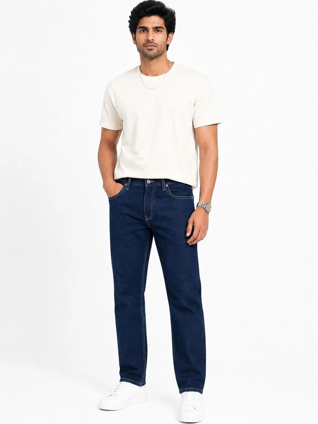 Mast & Harbour Men Straight Fit High-Rise Stretchable Jeans - view 1