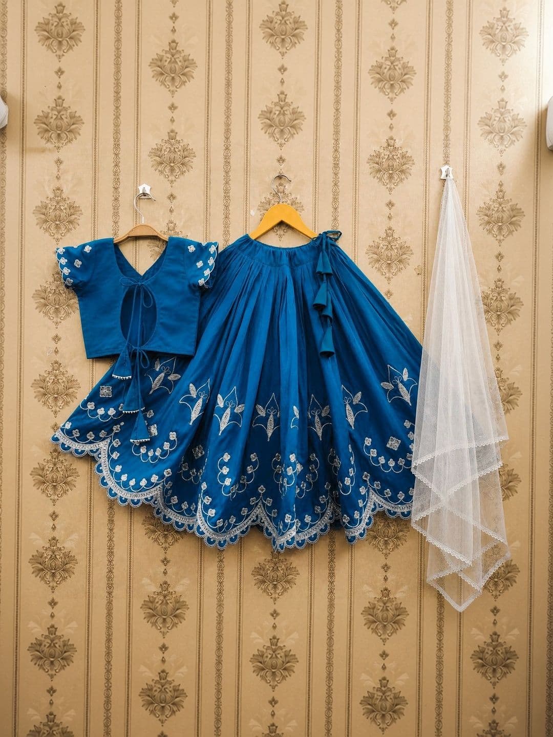 KALINI Girls Embellished Thread Work Ready to Wear Lehenga & Blouse With Dupatta thumbnail 2