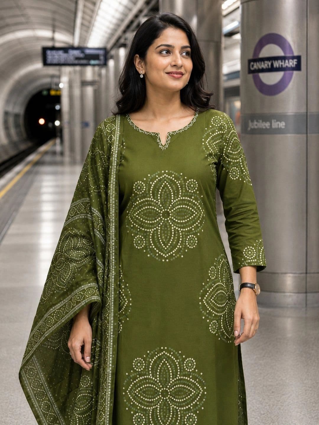 Berrylicious Women Ethnic Motifs Printed Regular Thread Work Pure Cotton Kurta with Trousers & With Dupatta thumbnail 4