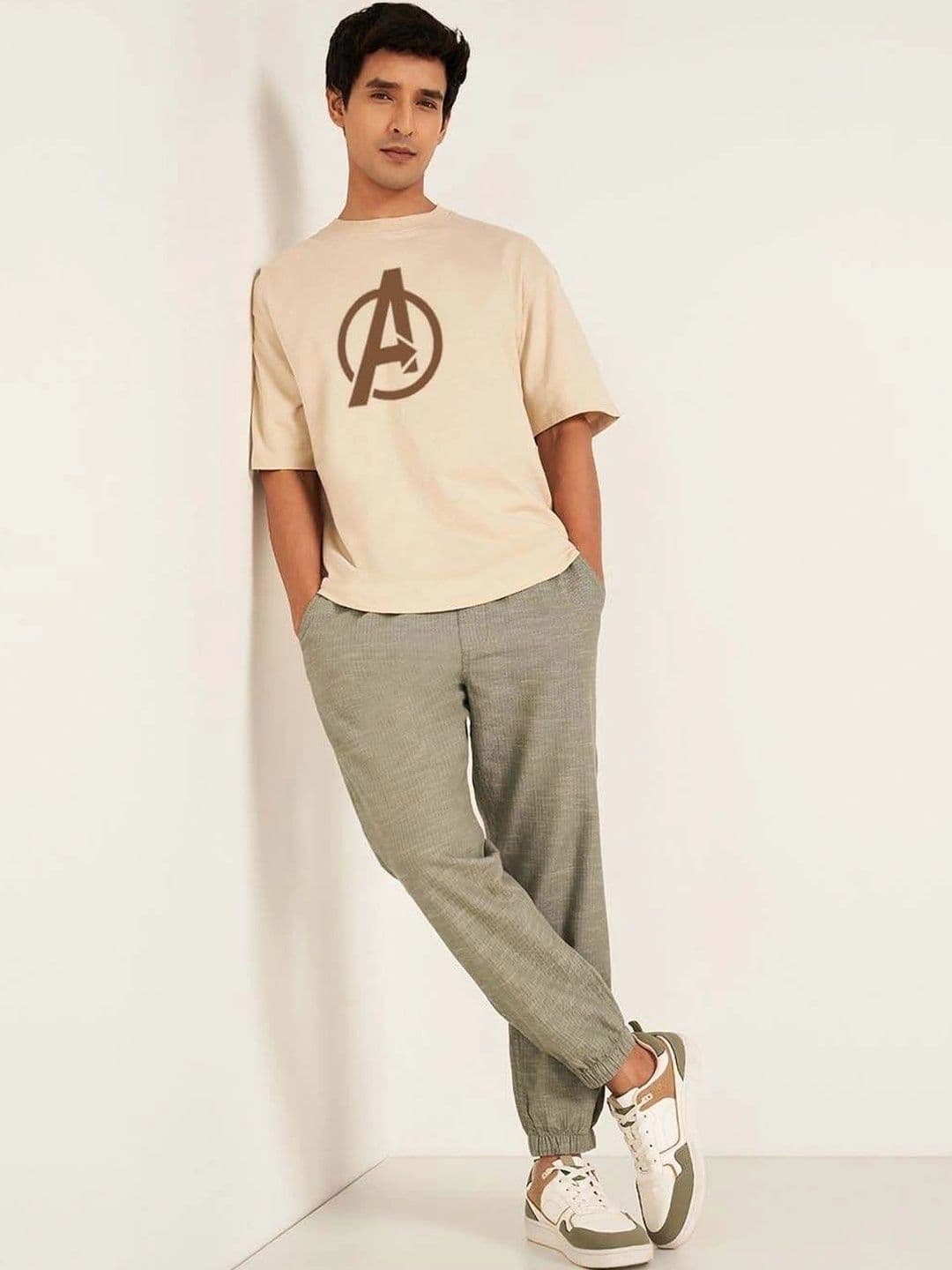 Moda Rapido X Organic Chics Men Avengers Printed Drop-Shoulder Sleeves Anti Odour T-shirt thumbnail 4