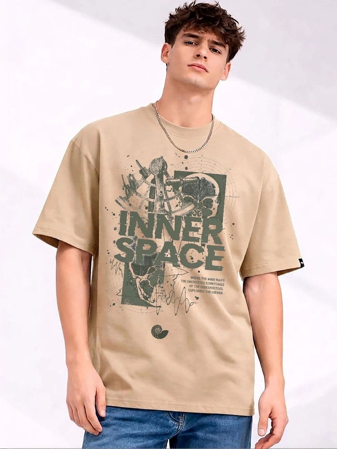 R.Code by The Roadster Life Co. Men Printed Drop-Shoulder Sleeves T-shirt - view 1
