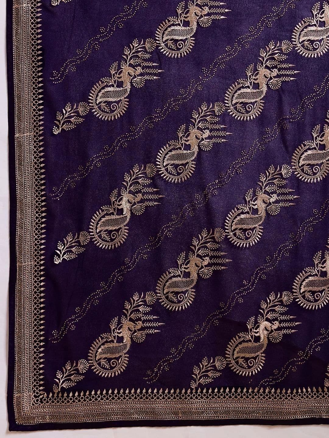 Leelavati Ethnic Motifs Embroidered Pure Chiffon Saree thumbnail 5