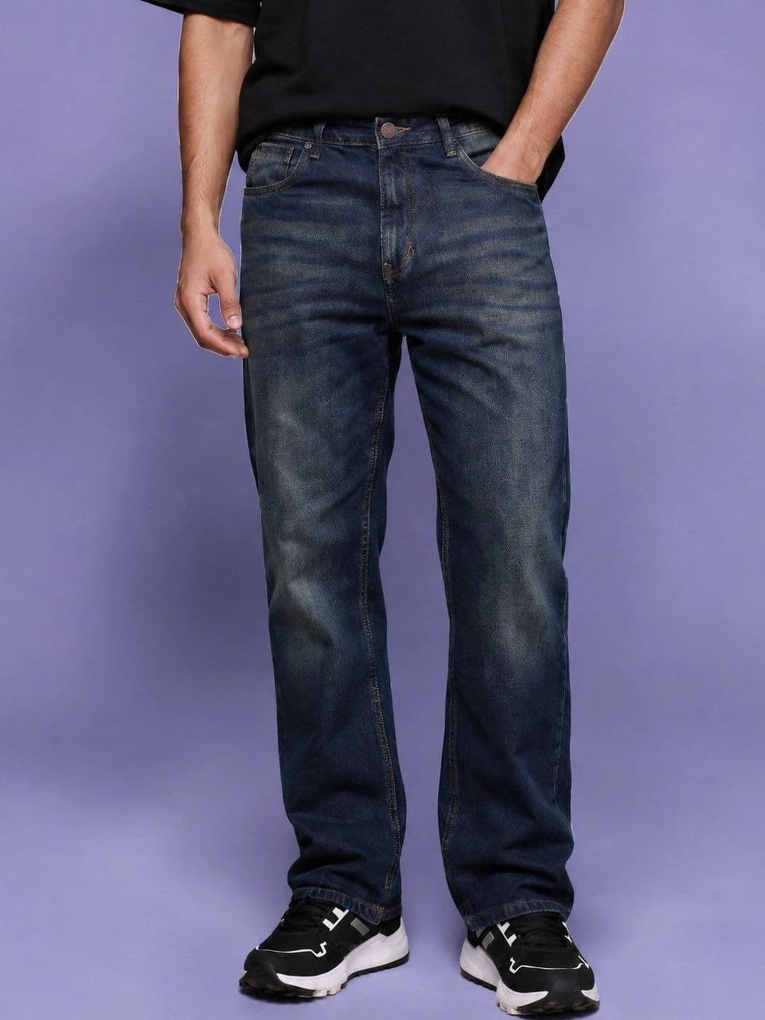 Roadster Men Jean Straight Fit Mid-Rise Low Distress Stretchable Jeans thumbnail 3
