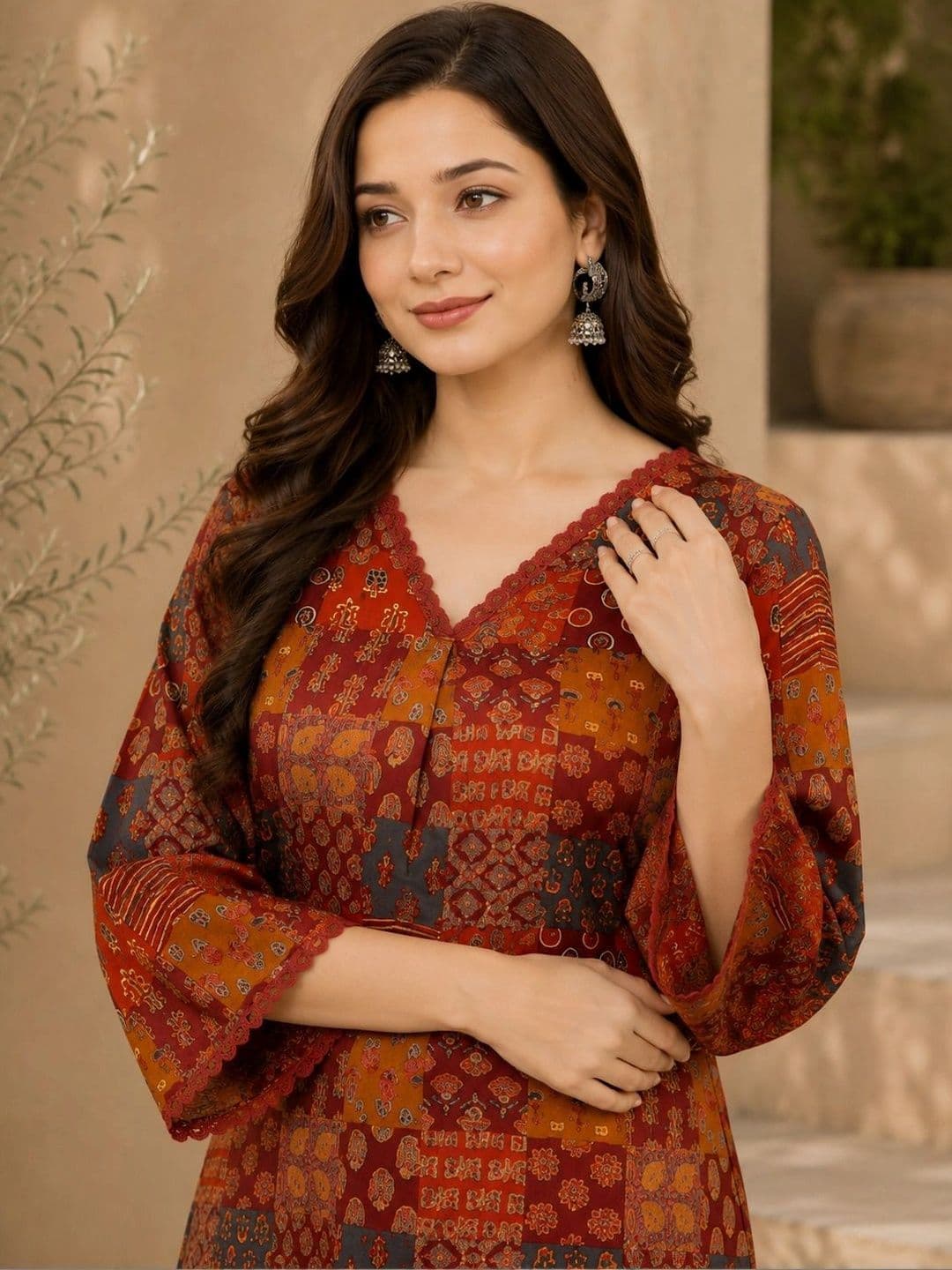Tabeedah Women Ethnic Motifs Printed Regular Kurta with Palazzos thumbnail 4