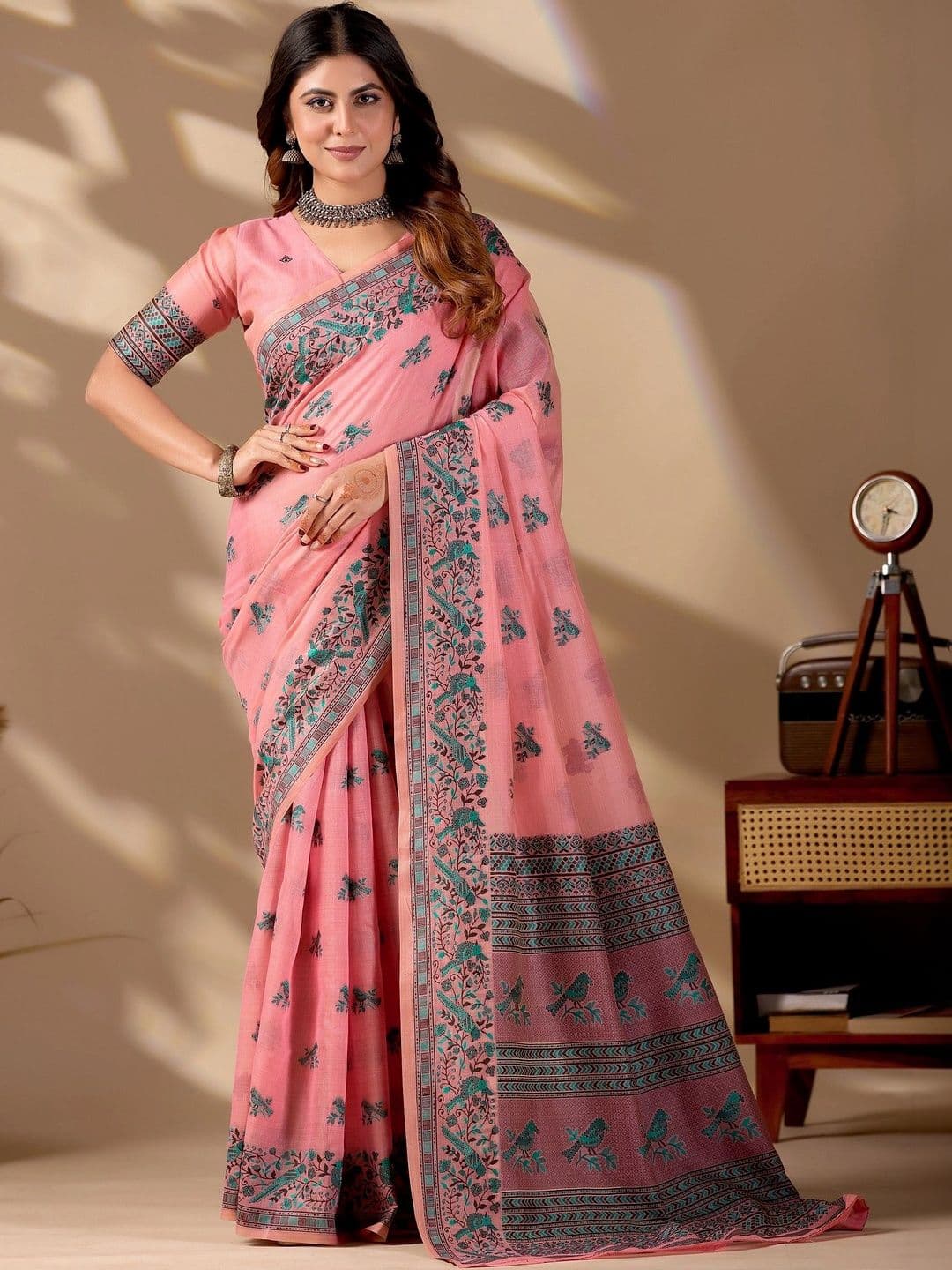 ERIKA Woven Design Pure Cotton Designer Bhagalpuri Saree - view 1