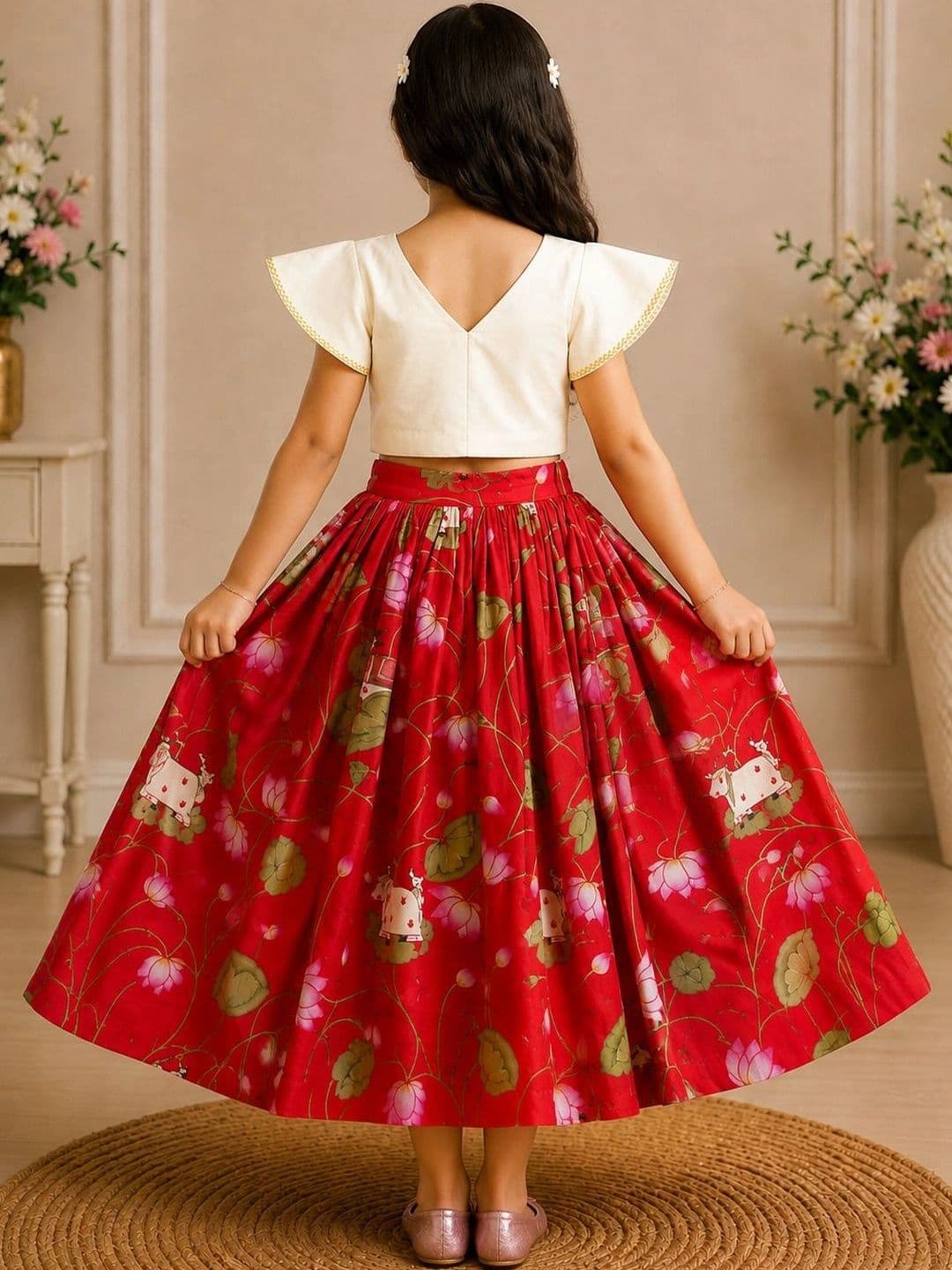 KALINI Girls Printed Ready to Wear Lehenga & thumbnail 2