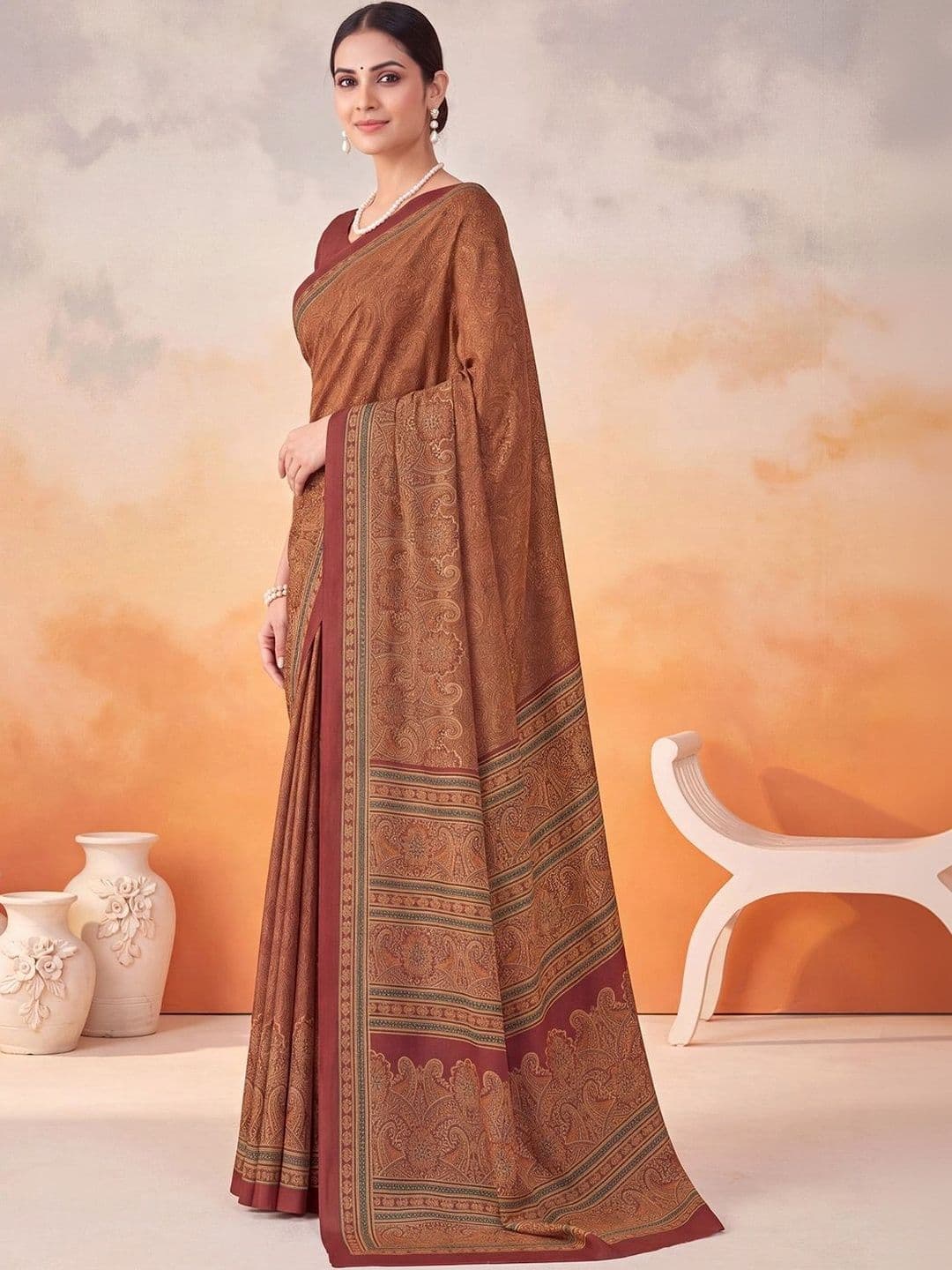 Anouk Ethnic Motifs Poly Crepe Designer Saree thumbnail 2