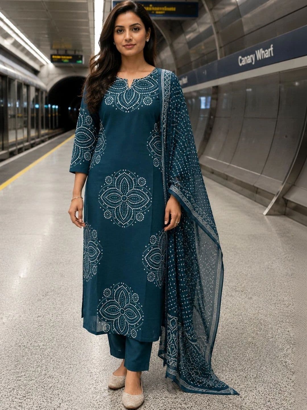 Berrylicious Women Printed Regular Pure Cotton Kurta with Trousers & With Dupatta - view 1