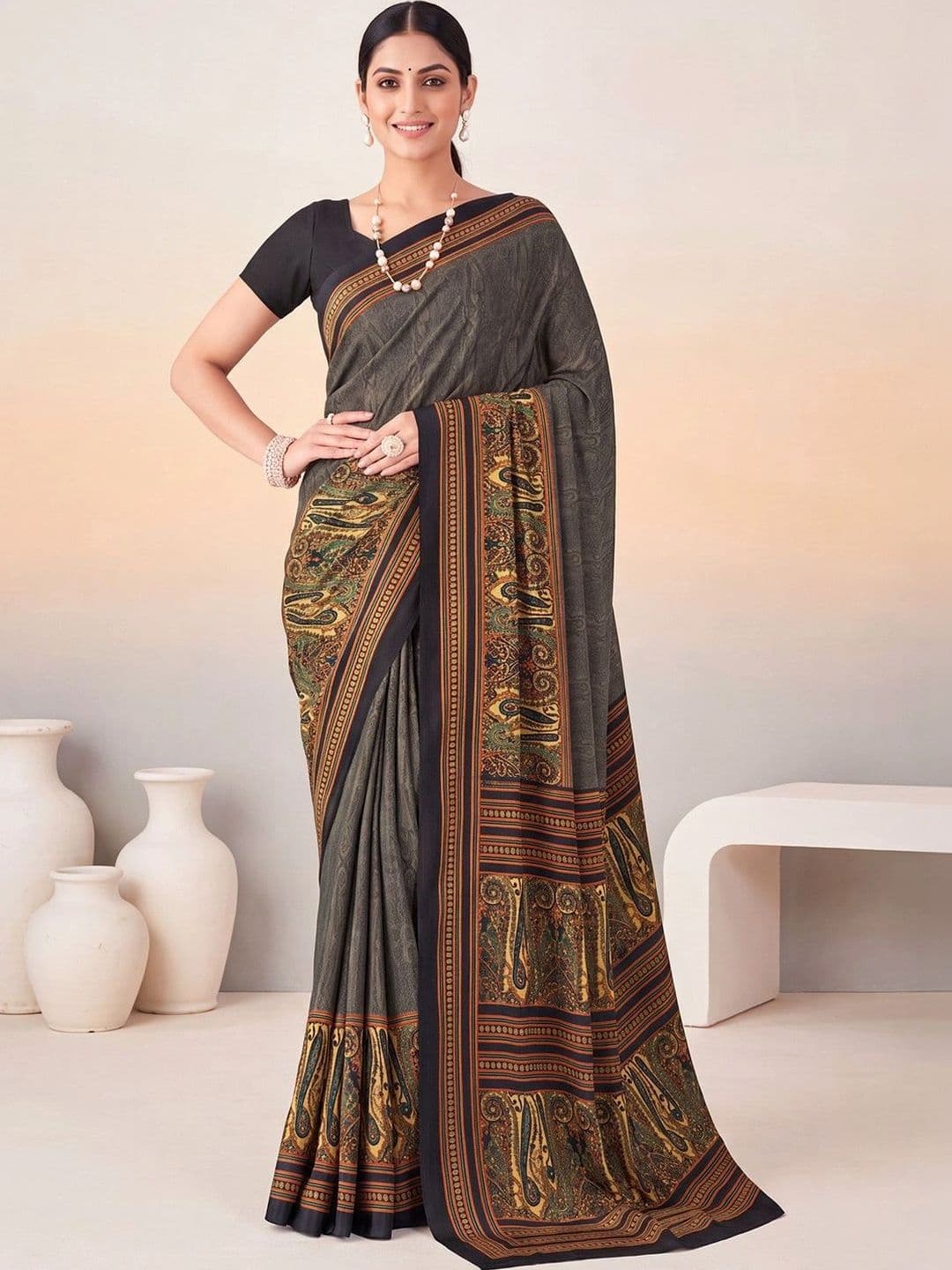 Anouk Paisley Poly Crepe Designer Saree - view 1