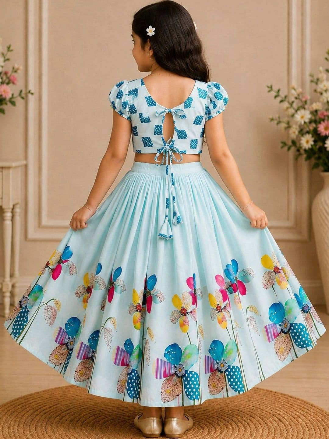 KALINI Girls Printed Ready to Wear Lehenga & thumbnail 5