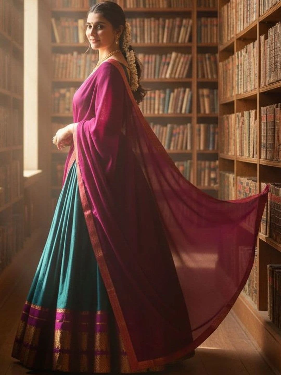 HERE&NOW Unstitched Lehenga & Blouse With Dupatta thumbnail 3