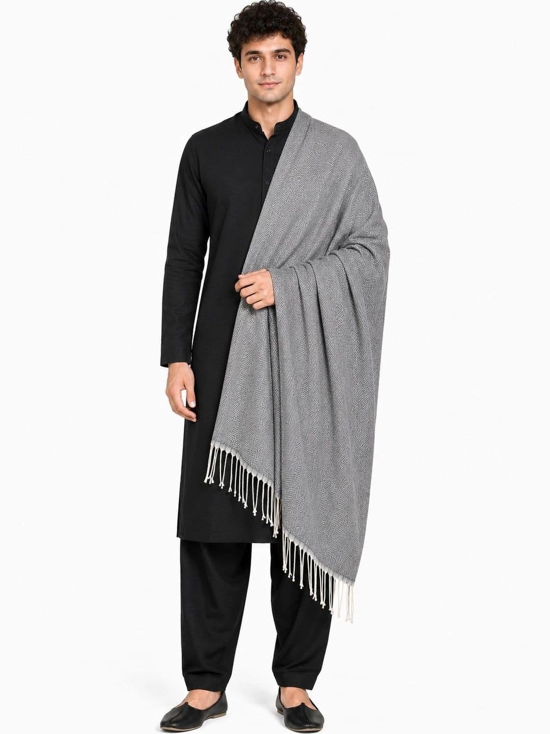 WOOLOASIS Men Woven Design Stole thumbnail 2