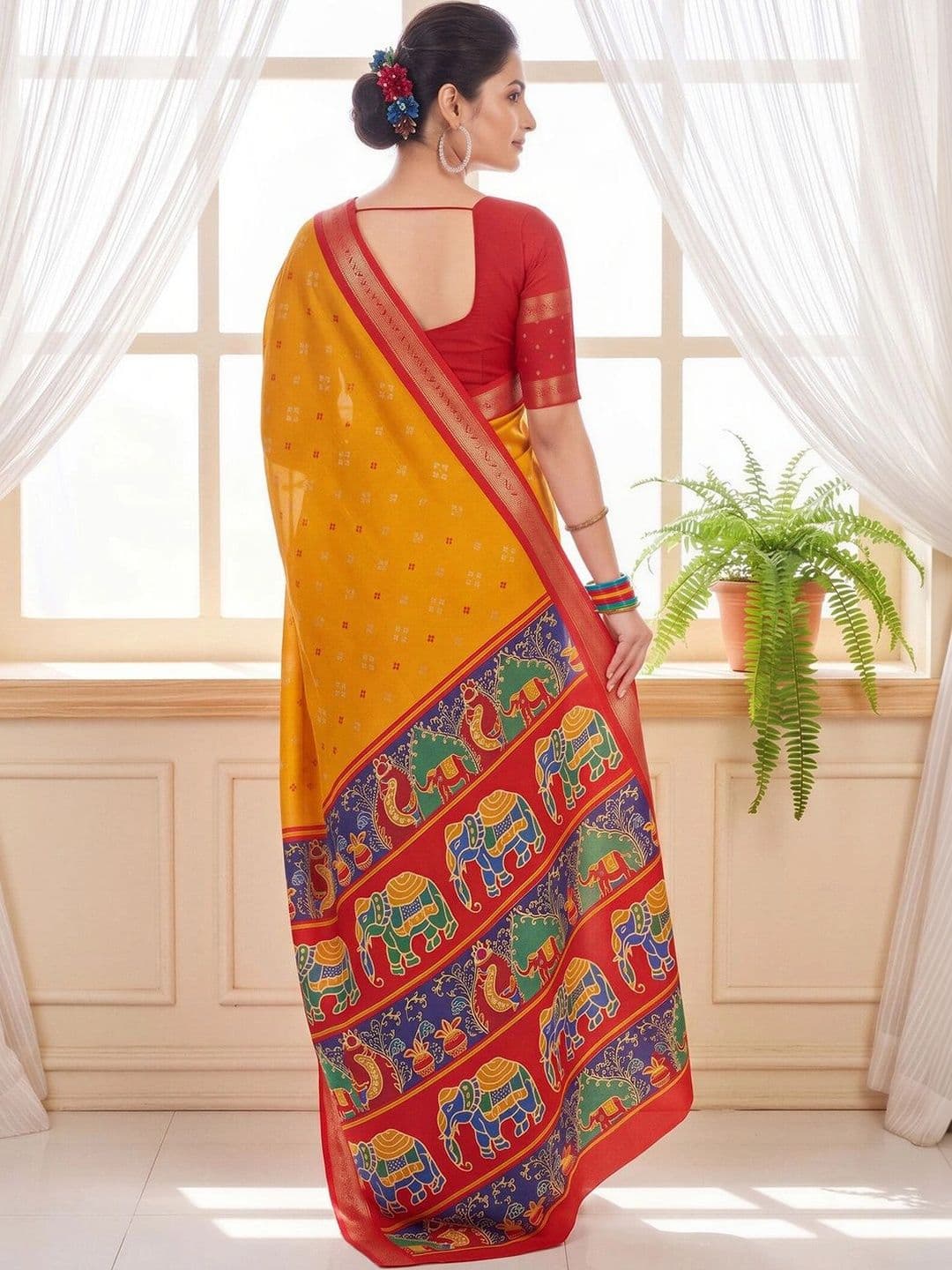 Anouk Ethnic Motifs Silk Blend Designer Saree thumbnail 4