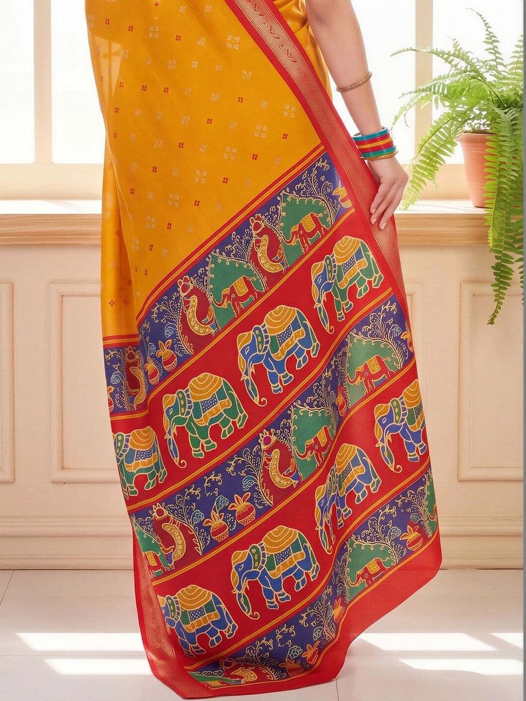 Anouk Ethnic Motifs Silk Blend Designer Saree thumbnail 5