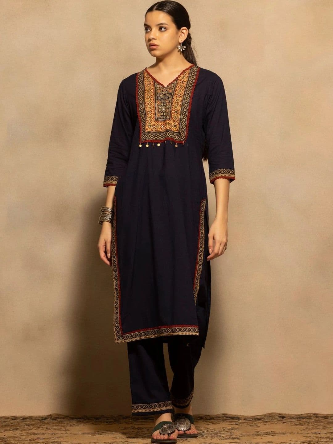 Sabhyata Women Ethnic Motifs Embroidered Regular Mirror Work Kurta with Trousers & Dupatta thumbnail 5
