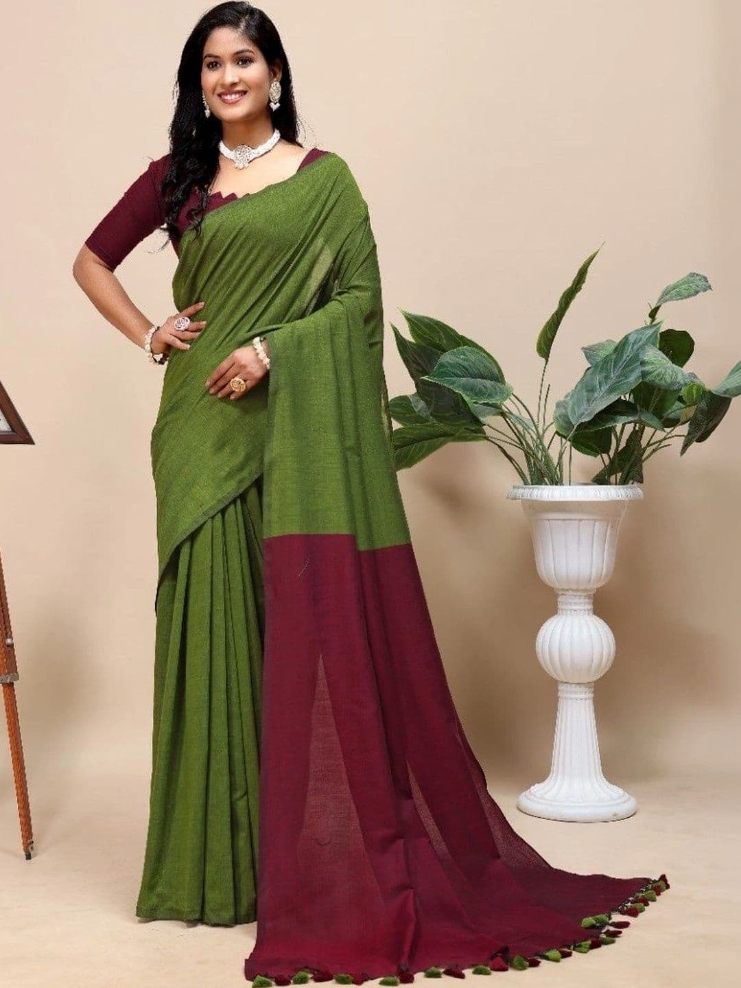 aeriebier Woven Design Zari Khadi Saree - view 1