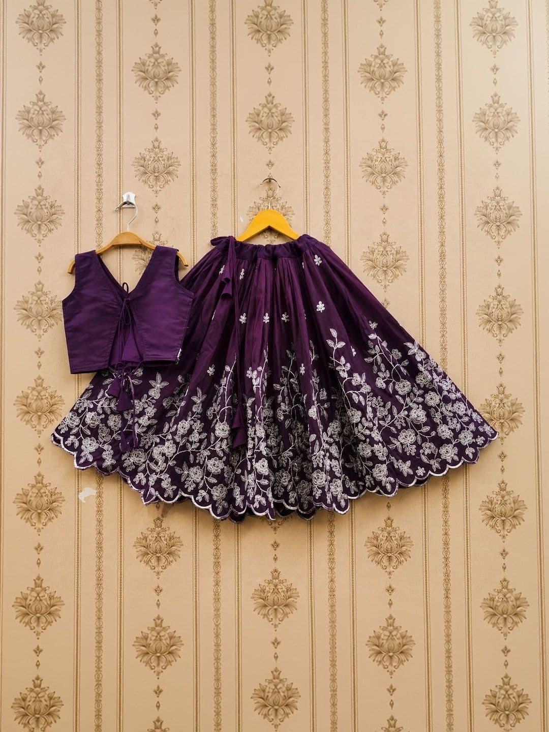 KALINI Girls Embroidered Thread Work Ready to Wear Lehenga & thumbnail 3
