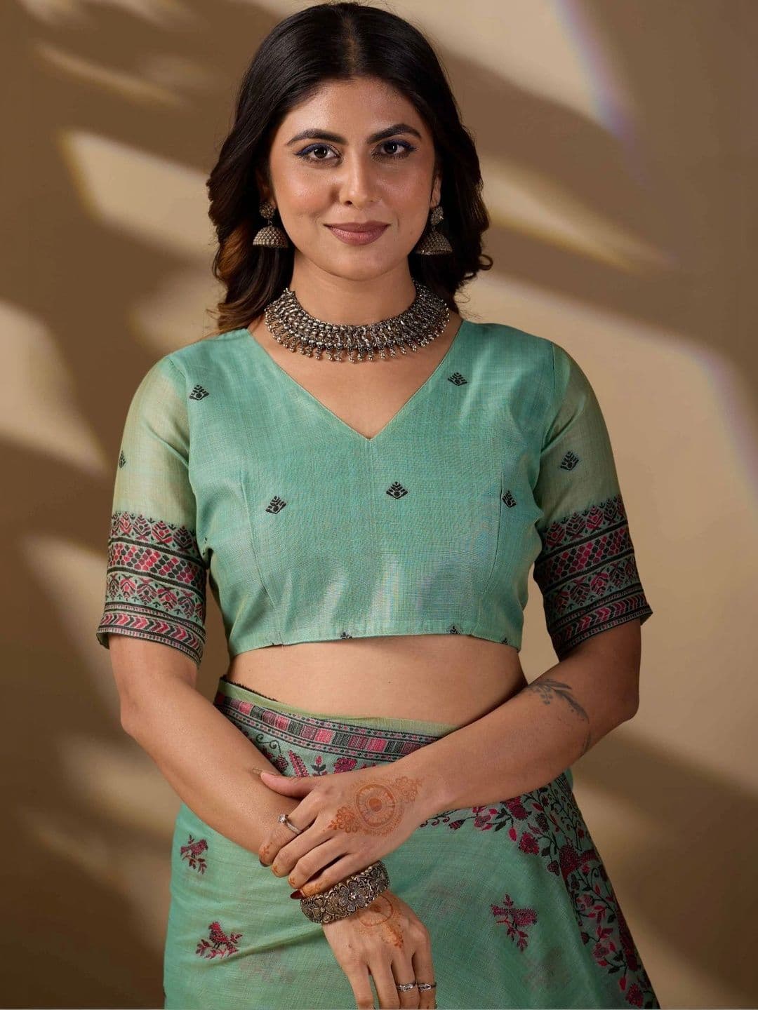 ERIKA Floral Pure Cotton Designer Bhagalpuri Saree thumbnail 2