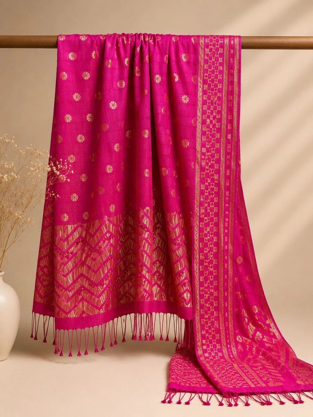 STUTI FASHION Ethnic Motifs Woven Design Dupatta with Zari thumbnail 3