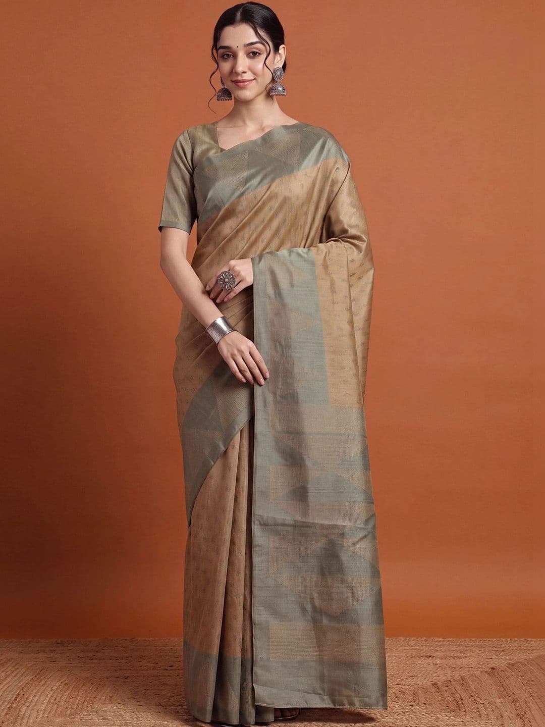 Anouk Woven Design Silk Blend Designer Tussar Saree thumbnail 2