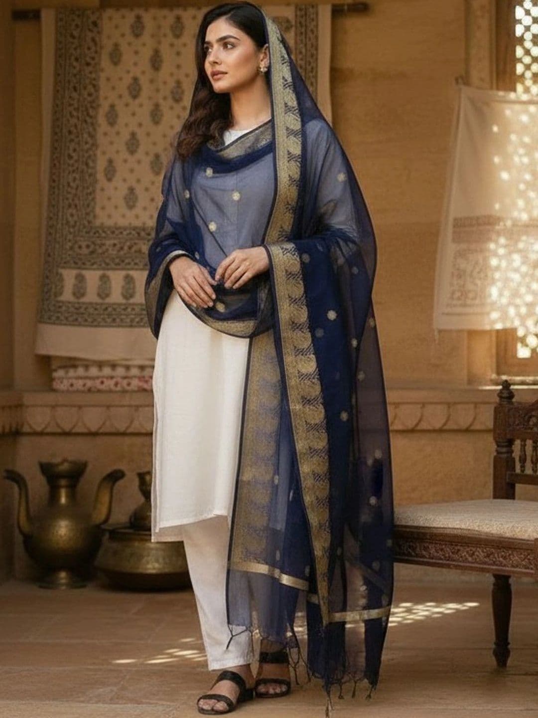 STUTI FASHION Ethnic Motifs Woven Design Art Silk Dupatta with Zari thumbnail 2