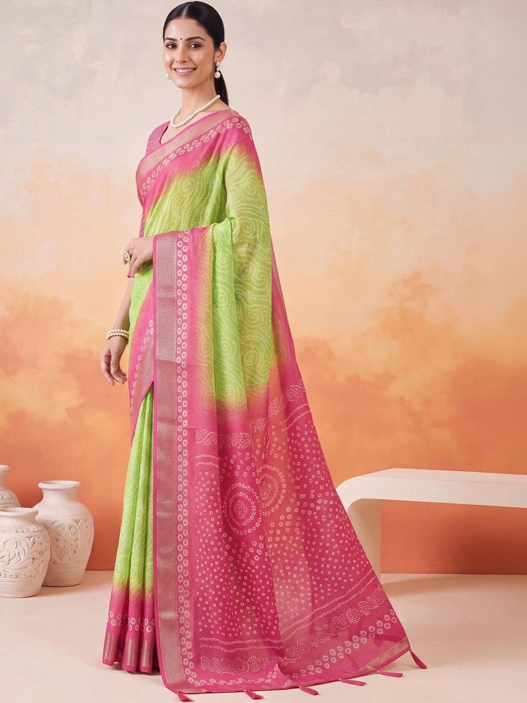 Anouk Bandhani Designer Bandhani Saree thumbnail 5