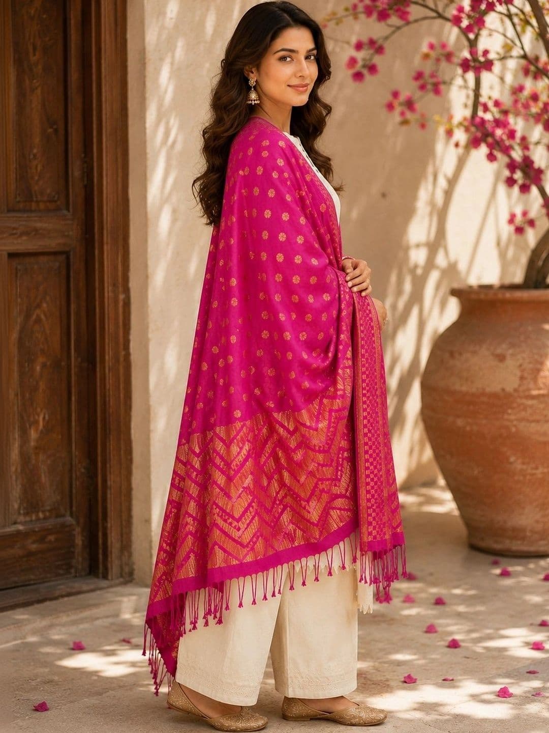 STUTI FASHION Ethnic Motifs Woven Design Dupatta with Zari thumbnail 2