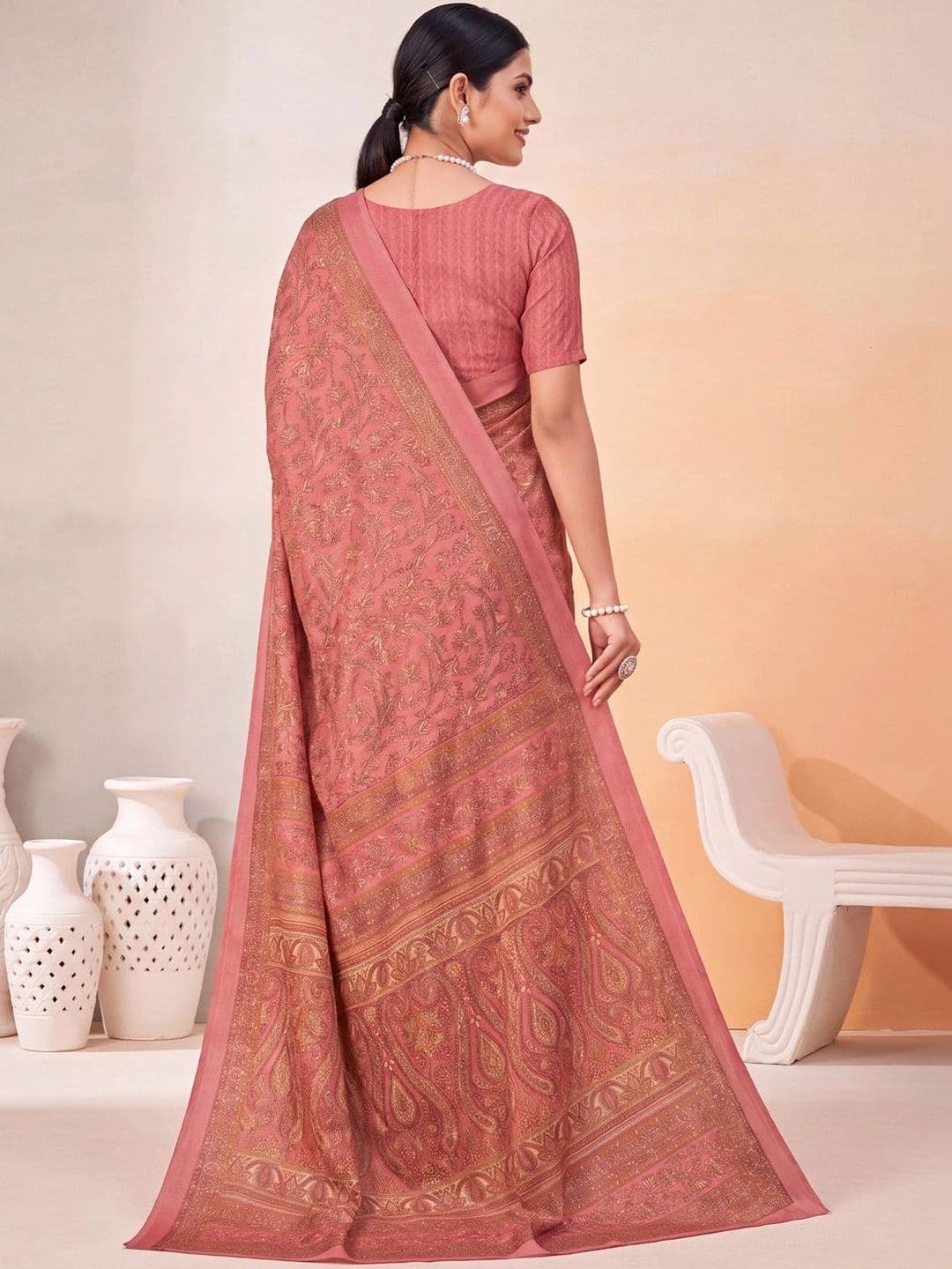 Anouk Paisley Poly Crepe Designer Saree thumbnail 6