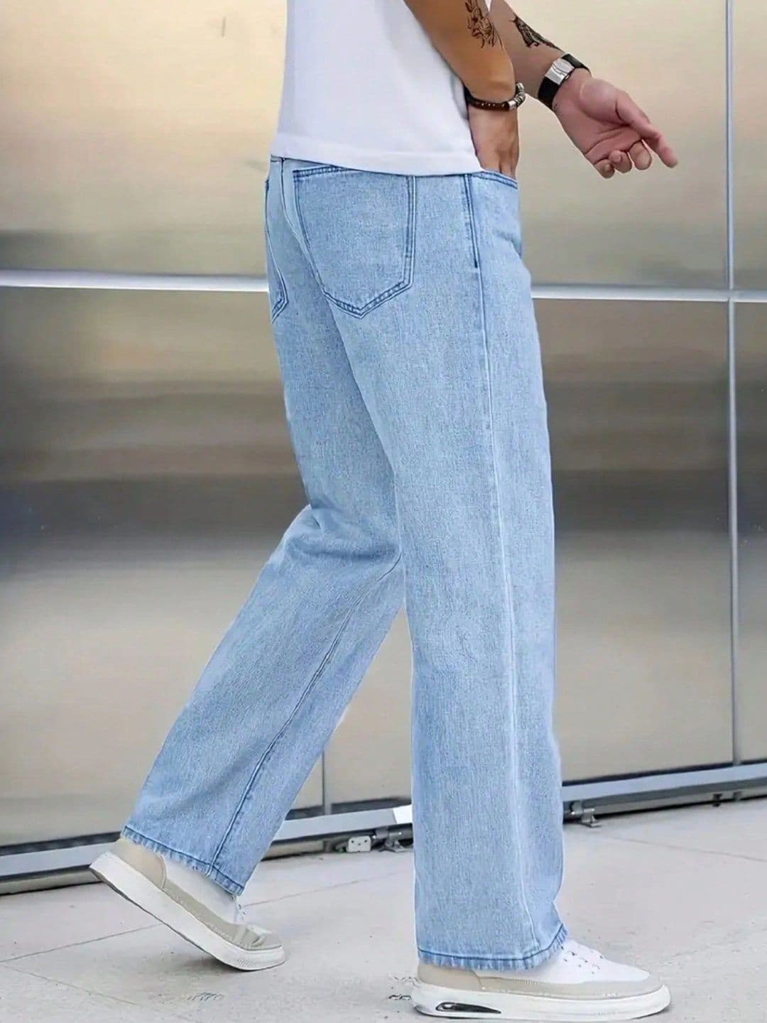 PINKLIT Men Straight Fit Mid-Rise Jeans thumbnail 4