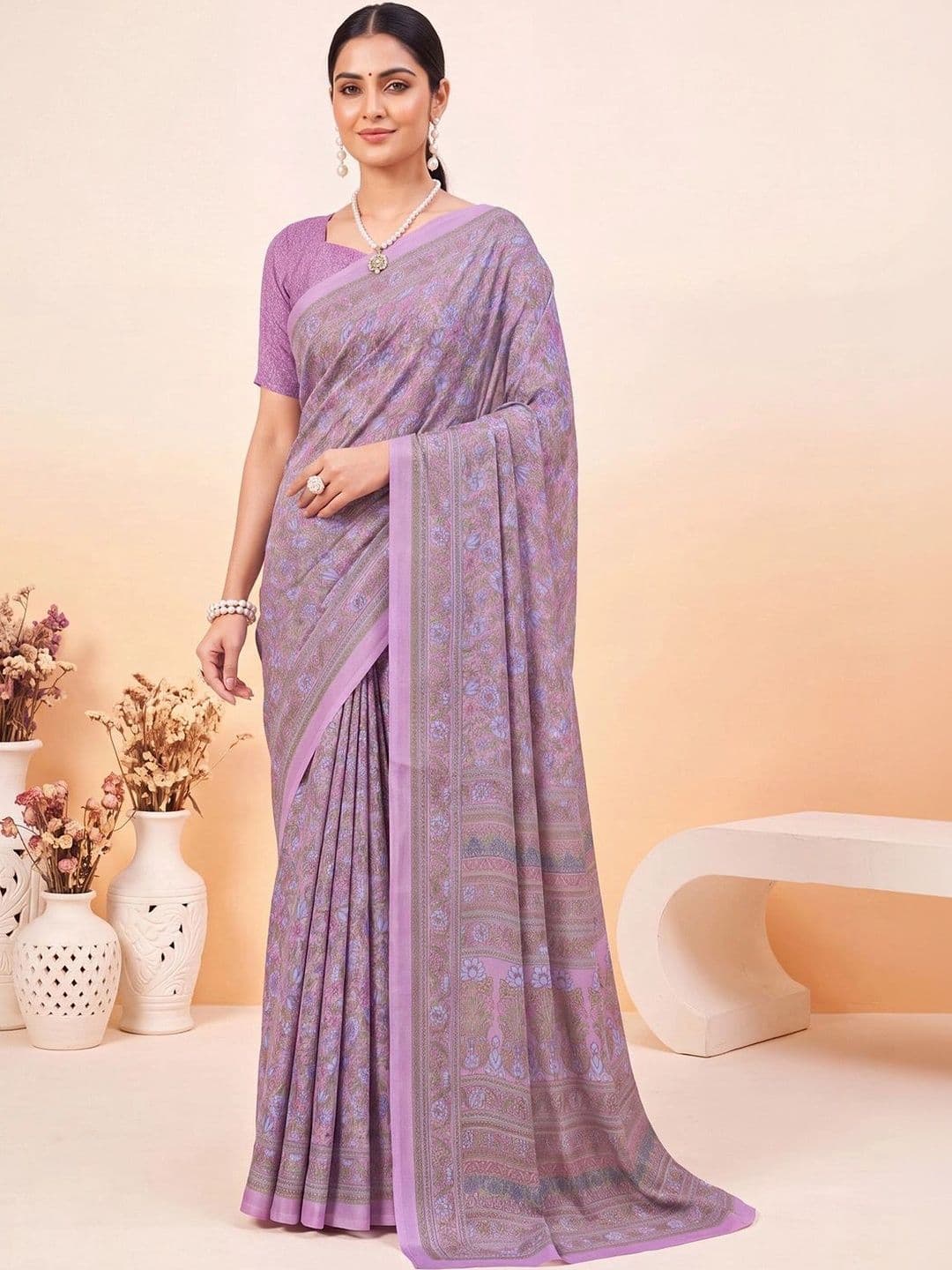 Anouk Floral Poly Crepe Designer Saree - view 1
