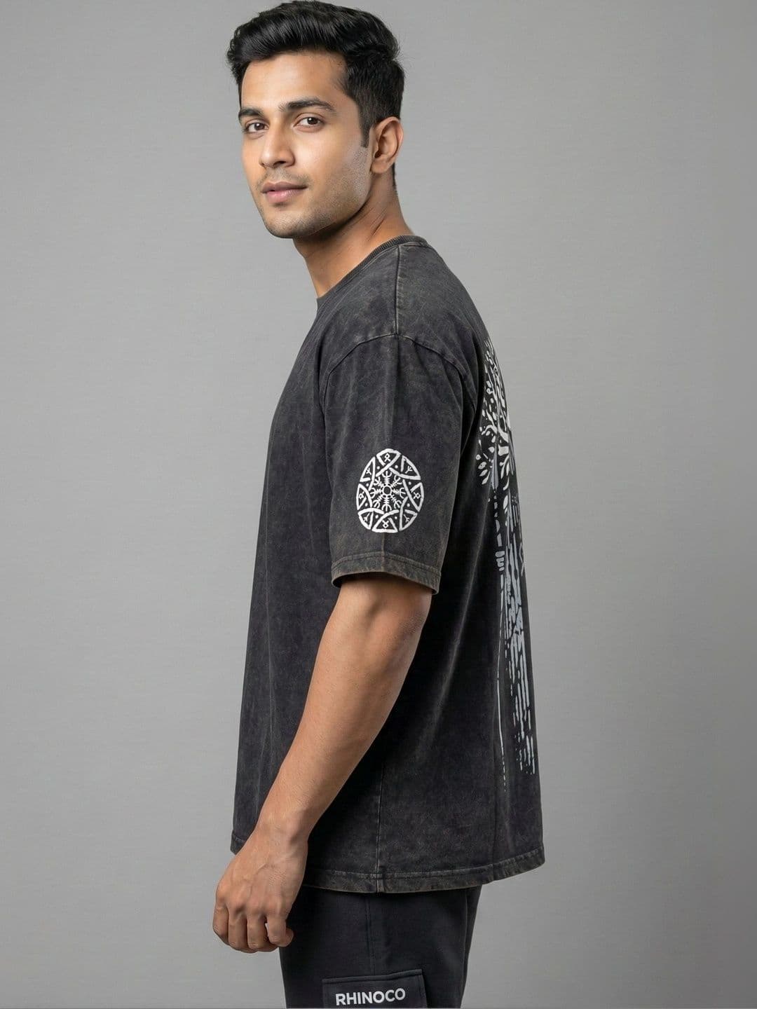Moda Rapido Mayan Priest Light Acid Men Printed Drop-Shoulder Sleeves Cotton T-shirt thumbnail 6