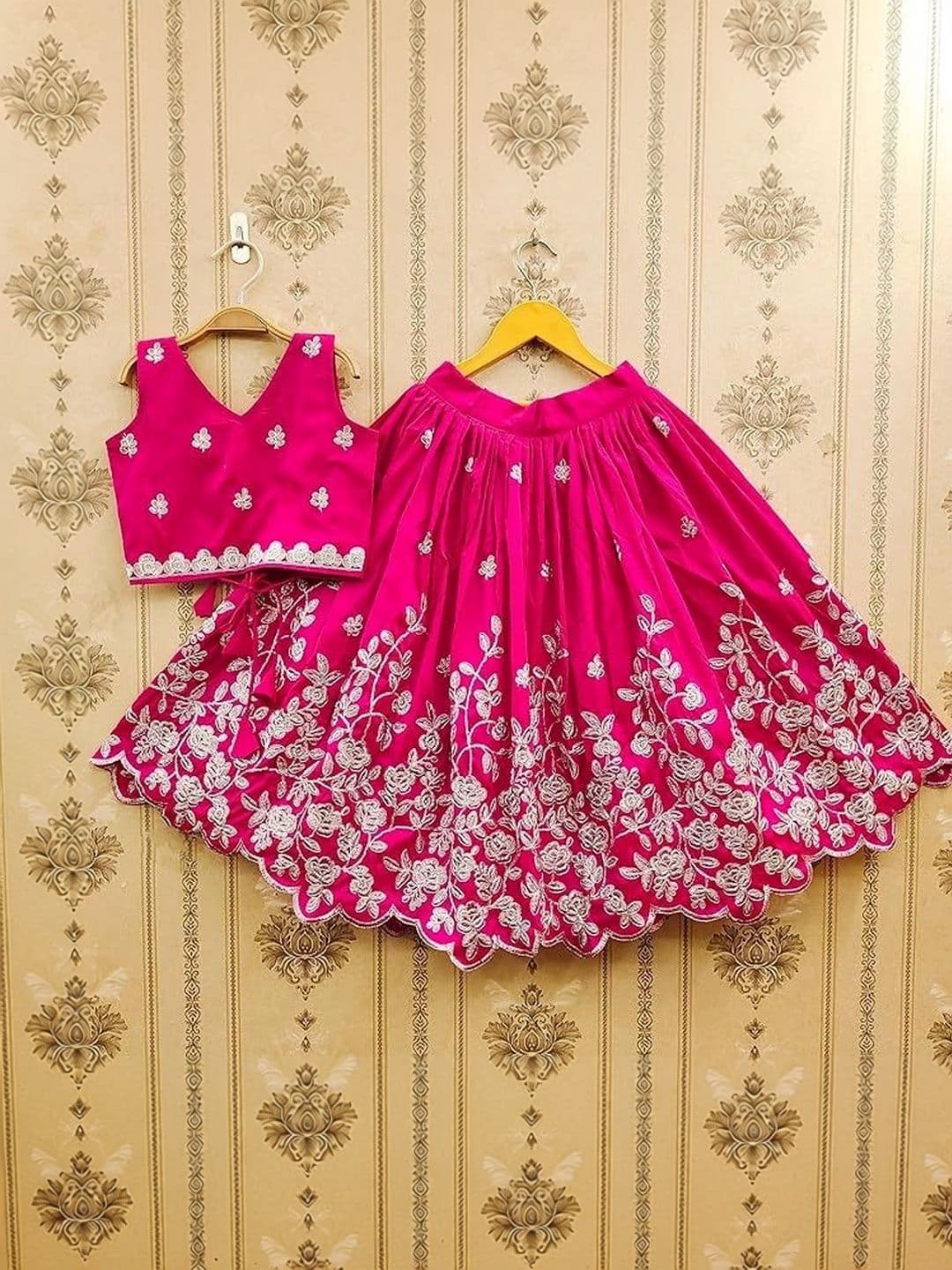 KALINI Girls Embroidered Thread Work Ready to Wear Lehenga & thumbnail 4