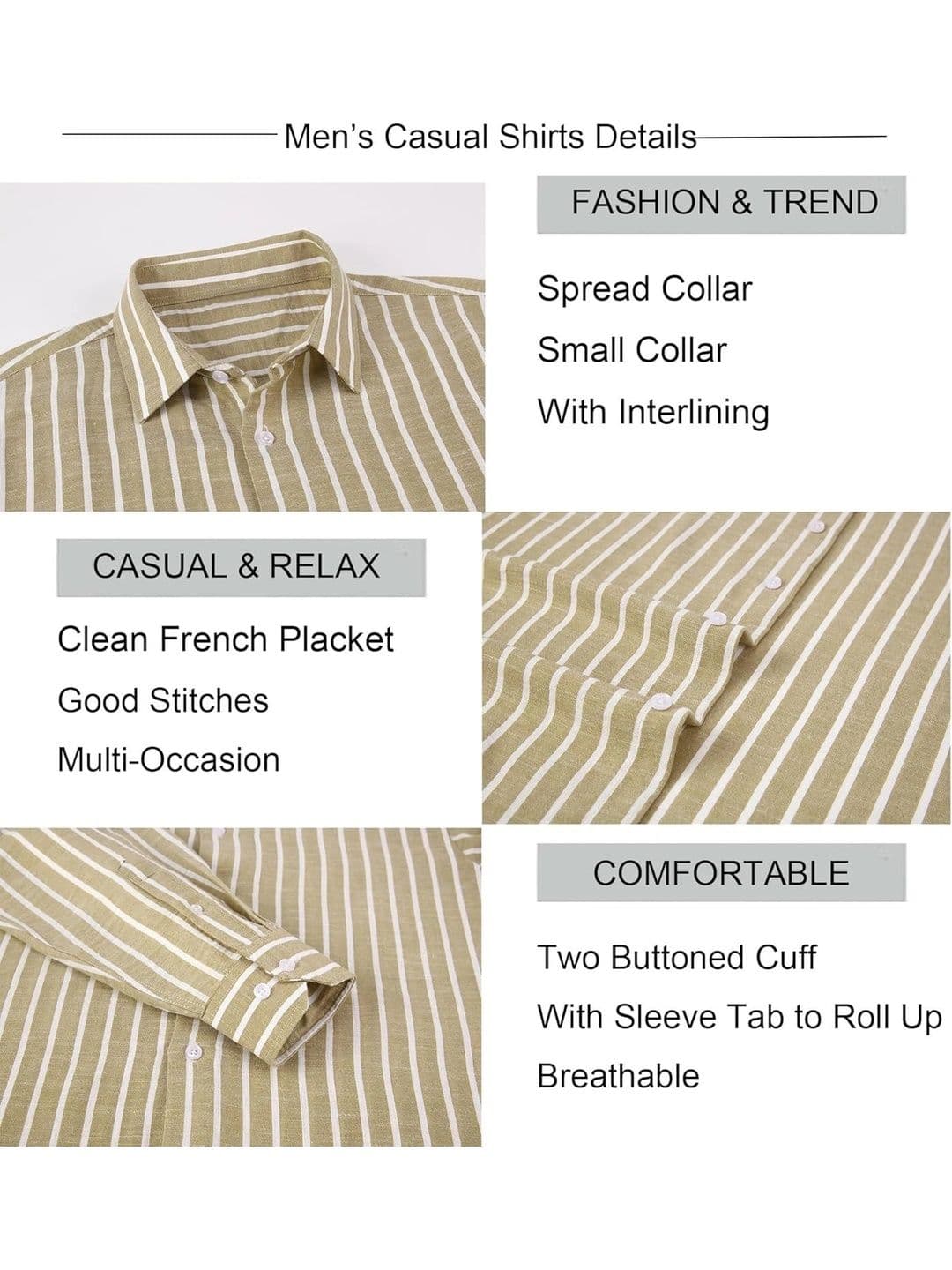 Fifth U Men Standard Striped Casual Shirt thumbnail 6