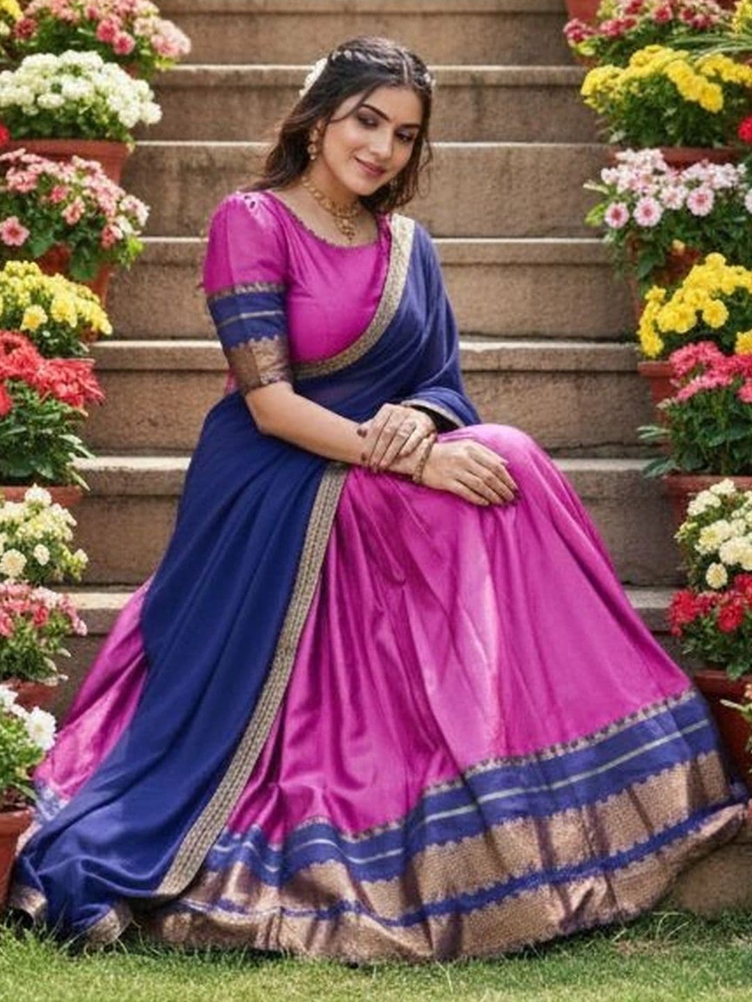 all about you Women Unstitched Lehenga & Blouse With Dupatta thumbnail 2