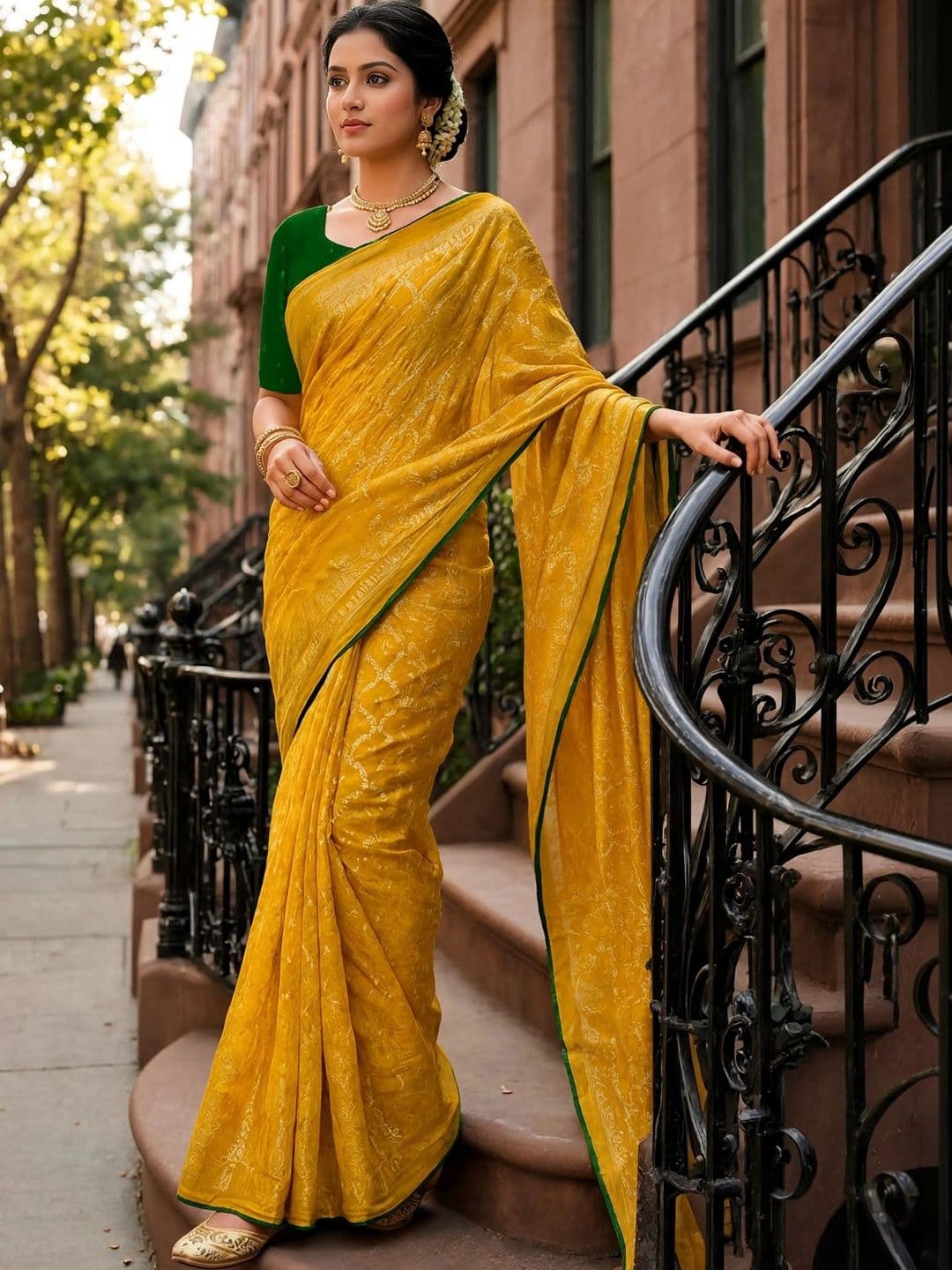 Jaipur Vogue Woven Design Zari Silk Blend Bandhani Saree thumbnail 3