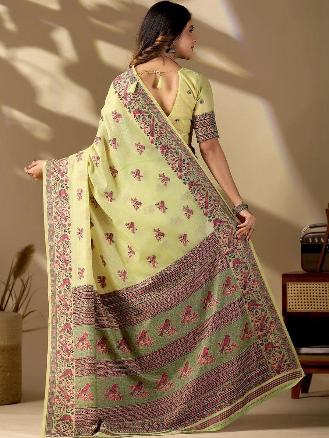 ERIKA Floral Pure Cotton Designer Bhagalpuri Saree thumbnail 5