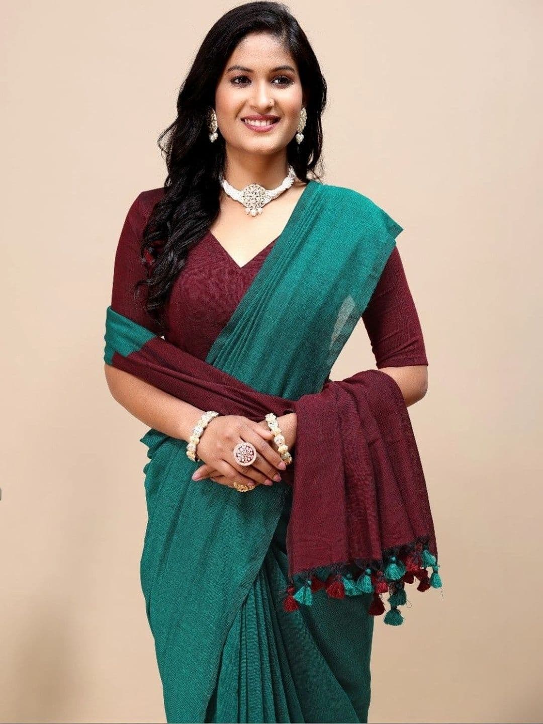 aeriebier Zari Khadi Saree thumbnail 4