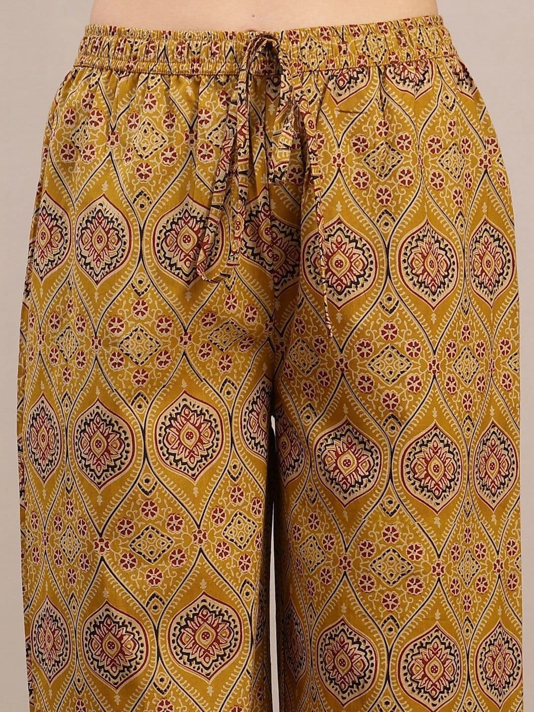 Sangria Women Ethnic Printed Angrakha Pure Cotton Kurta with Trousers & With Dupatta thumbnail 5