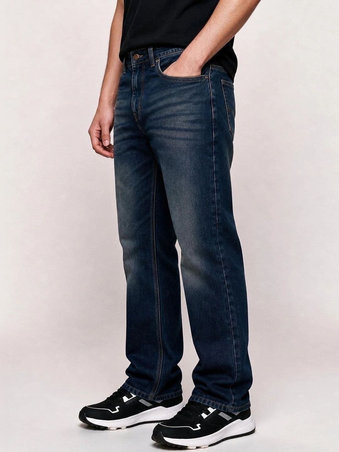 Roadster Men Jean Straight Fit Mid-Rise Mildly Distressed Stretchable Jeans thumbnail 7