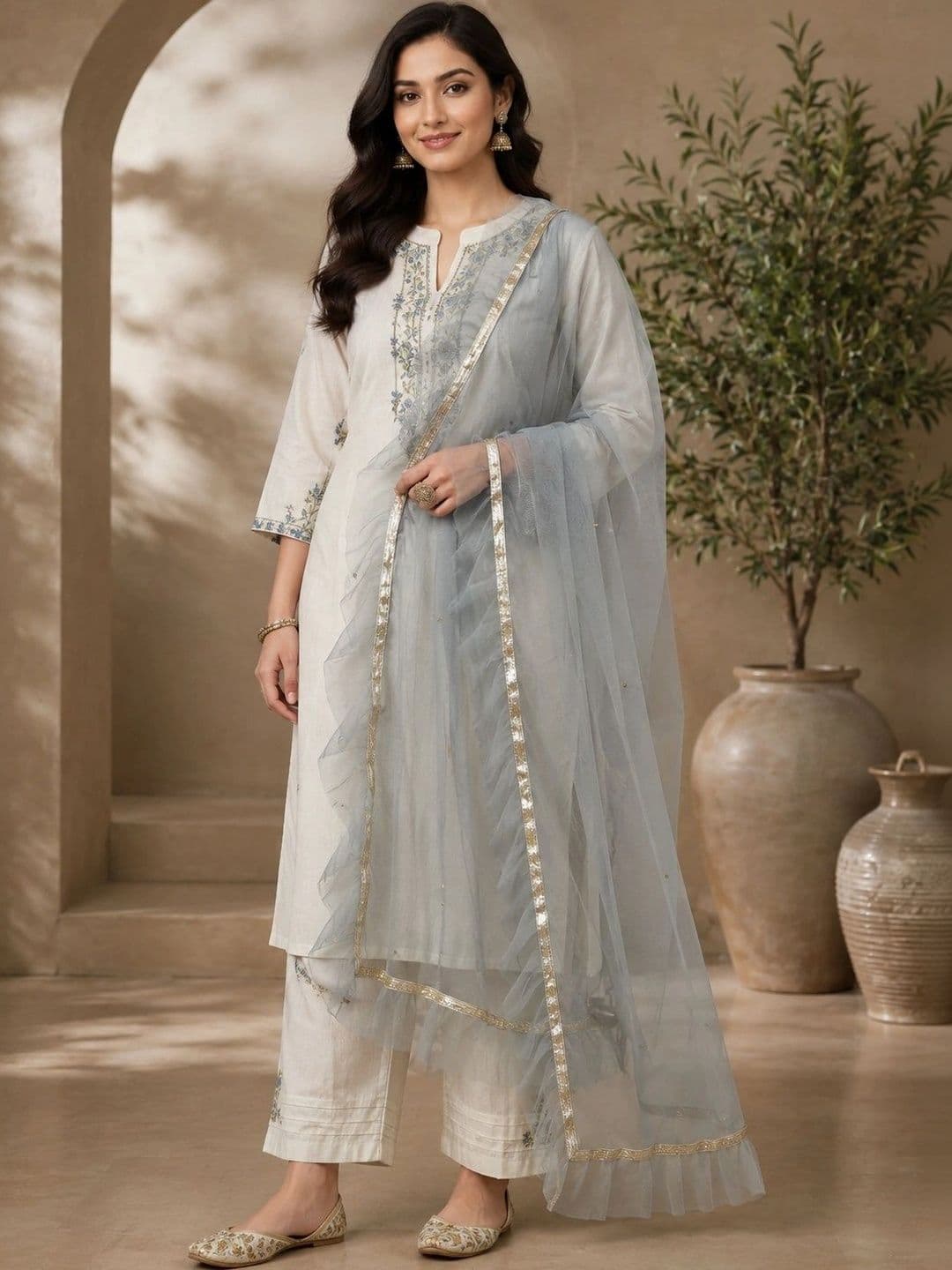 STUTI FASHION Embroidered Dupatta with Thread Work thumbnail 2