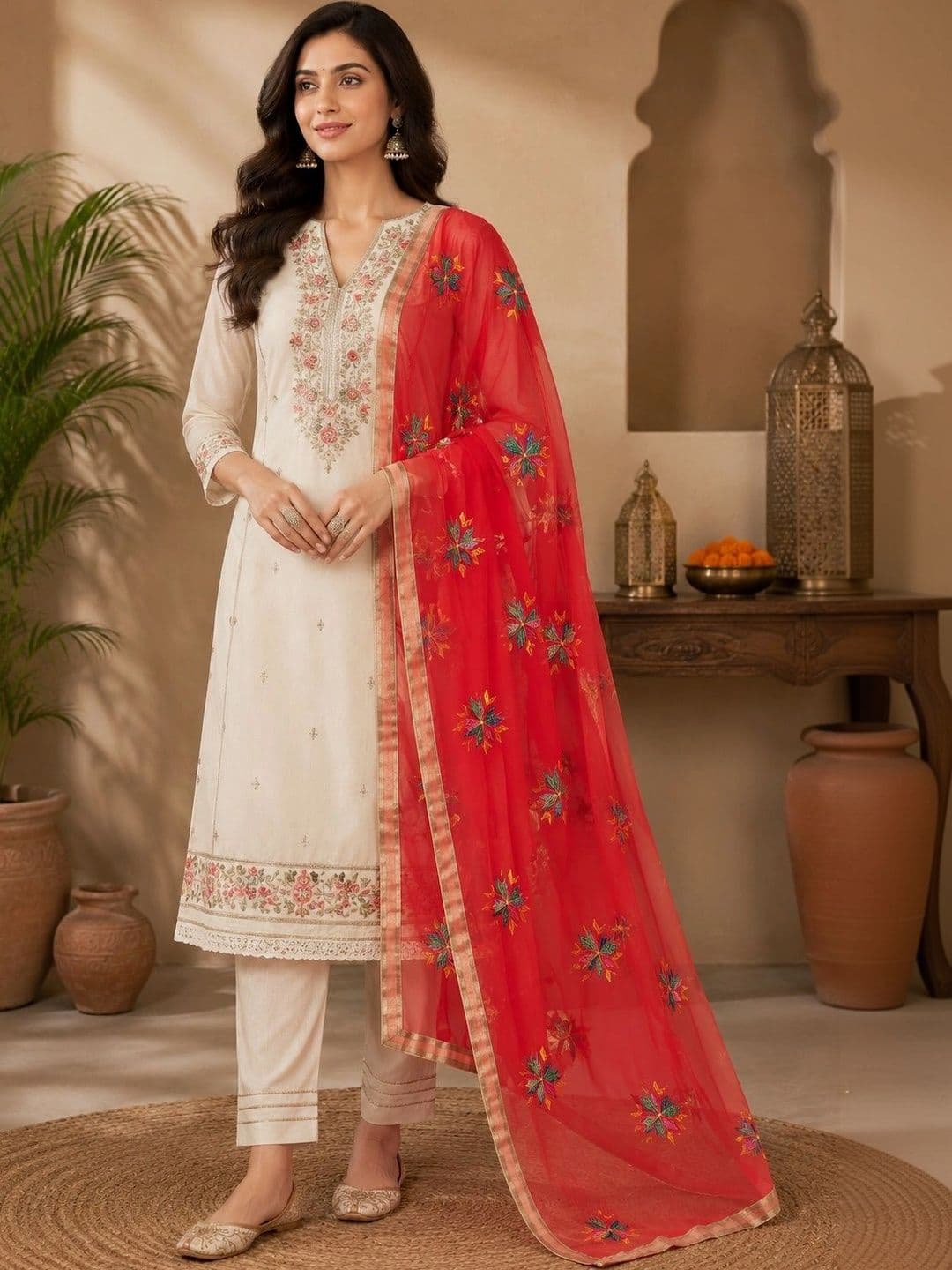 STUTI FASHION Embroidered Dupatta with Thread Work thumbnail 2