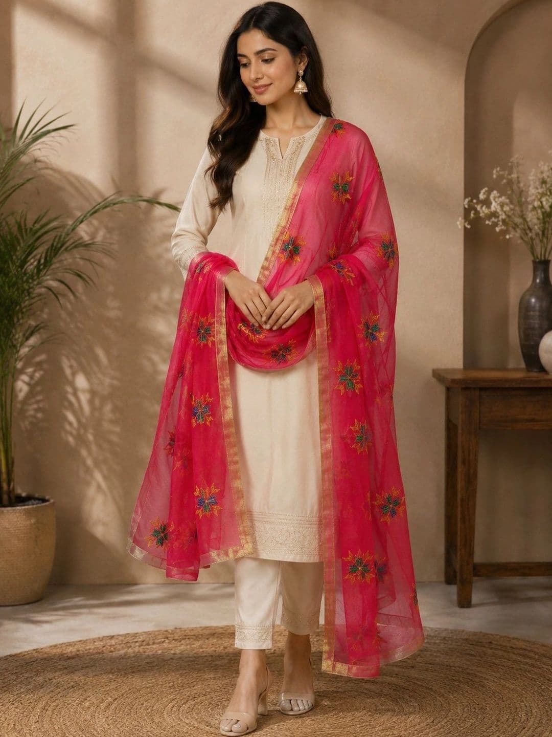 STUTI FASHION Embroidered Dupatta with Thread Work thumbnail 2
