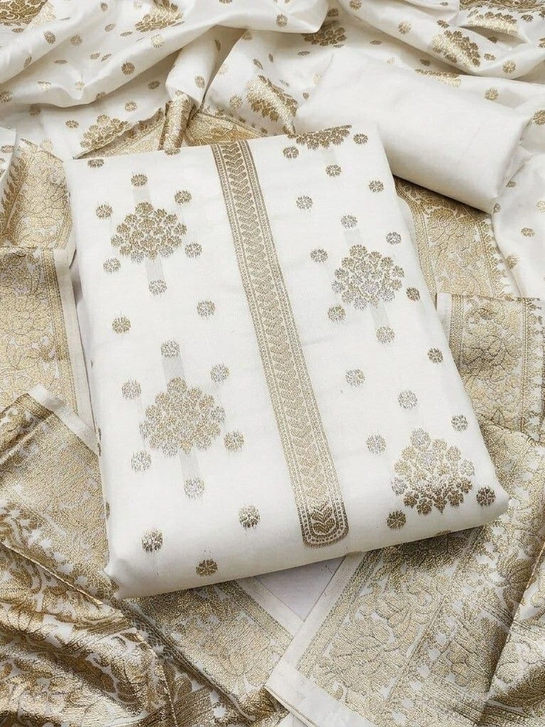 Milvia Art Silk Unstitched Dress Material - view 1