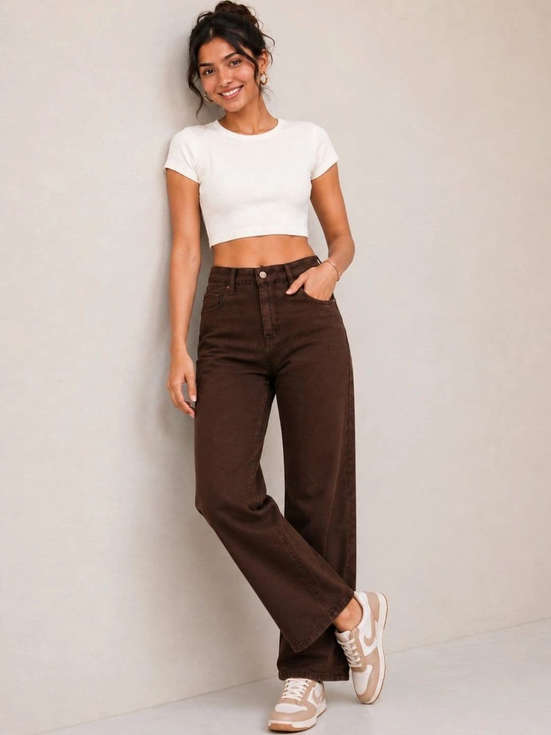 Moda Rapido Women Classic Wide Leg High-Rise Jeans thumbnail 6