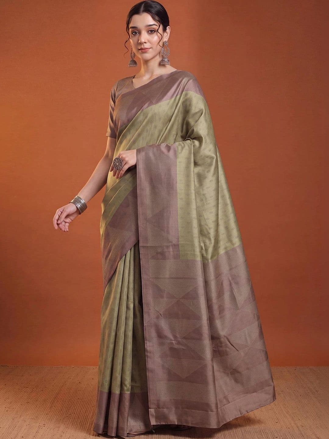 Anouk Woven Design Silk Blend Designer Tussar Saree thumbnail 7