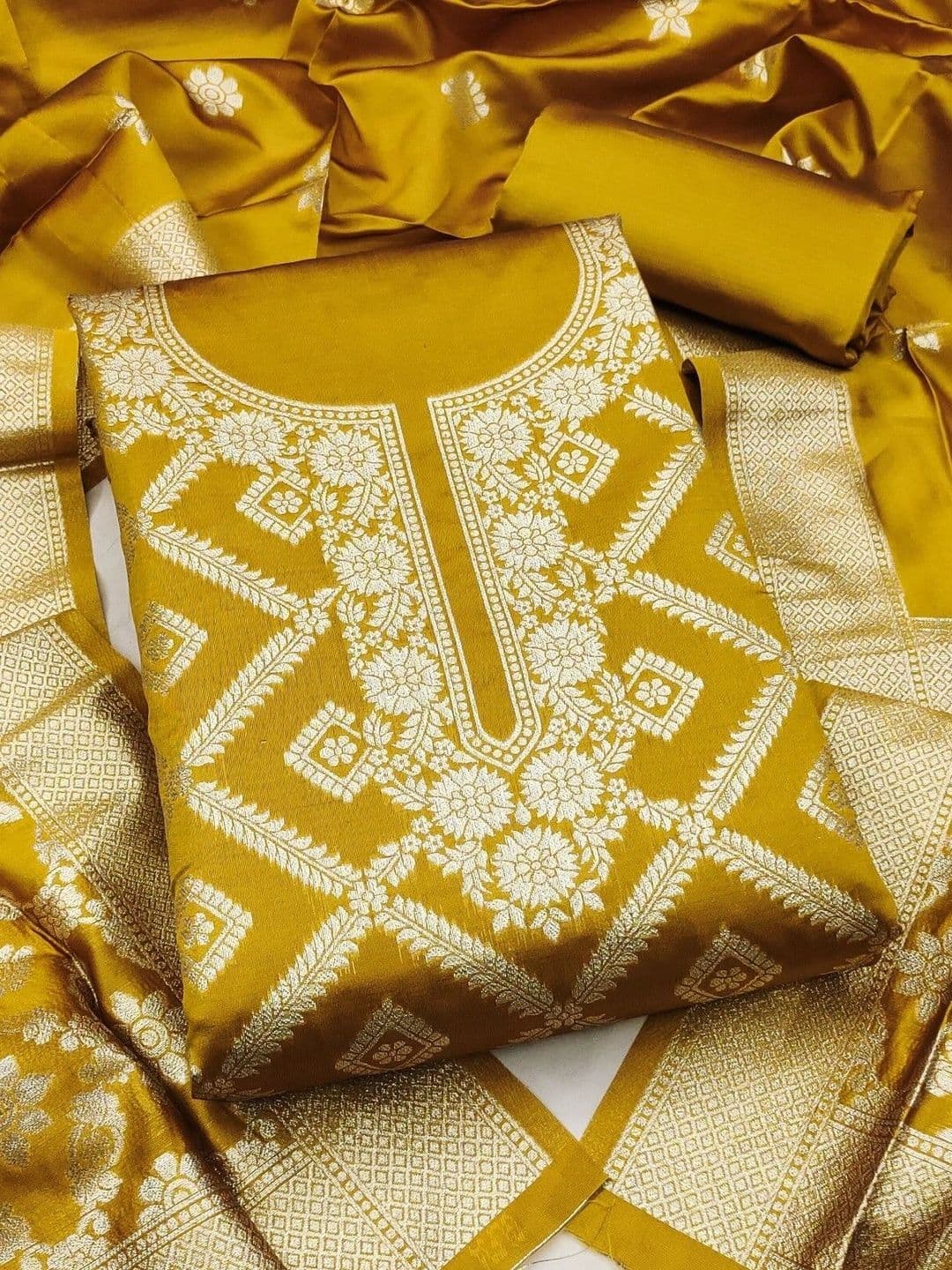 Milvia Art Silk Unstitched Dress Material - view 1