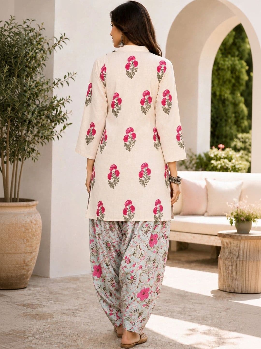KALINI Women Floral Printed Regular Pure Cotton Kurta with Patiala thumbnail 4