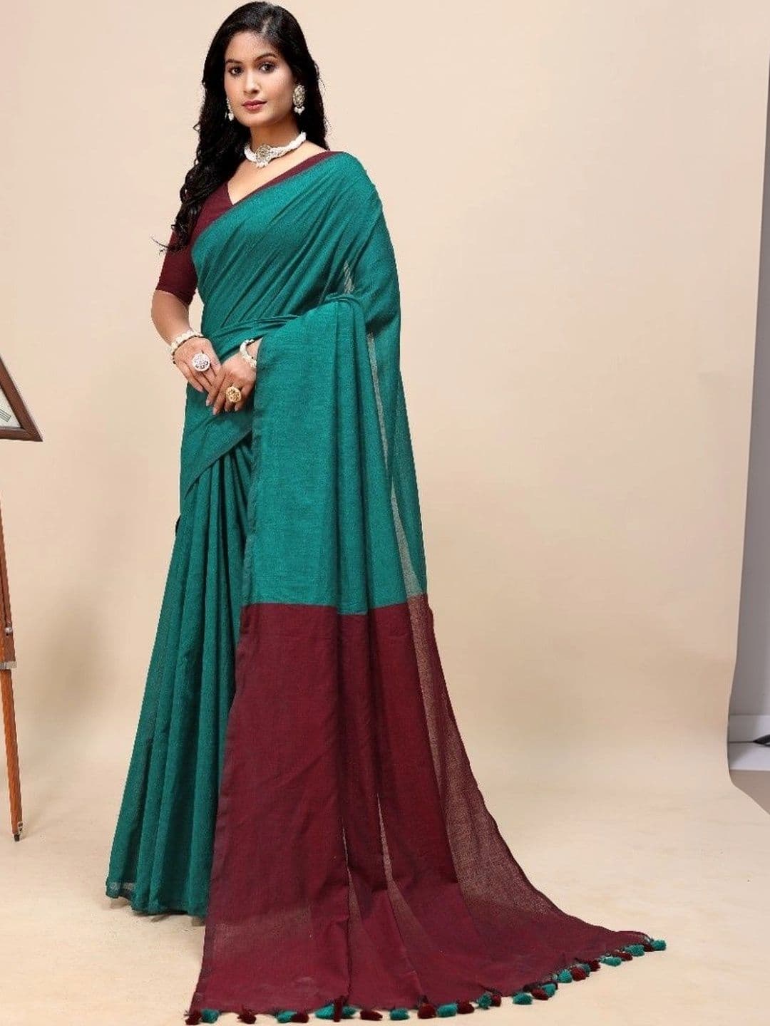 aeriebier Zari Khadi Saree thumbnail 3